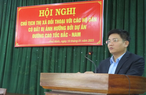 Chủ tịch UBND thị xã đối thoại với các hộ dân phường Phổ Ninh bị ảnh hưởng dự án đường cao tốc Bắc - Nam