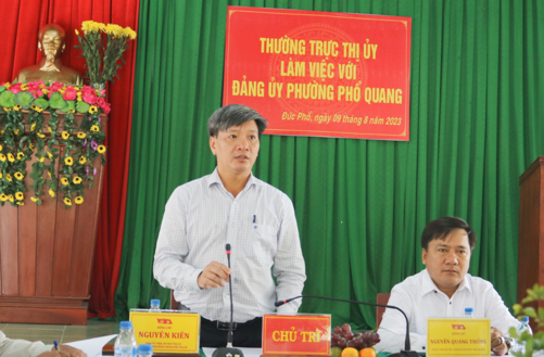 Thường trực Thị ủy làm việc với Đảng ủy phường Phổ Quang