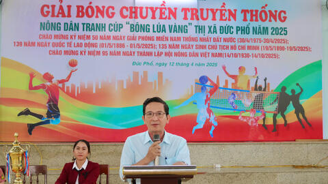 Thị xã Đức Phổ tổ chức giải bóng chuyền truyền thống nông dân tranh cúp “Bông lúa vàng” năm 2025