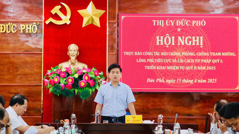 Thị ủy Đức Phổ trực báo công tác nội chính quý I năm 2025