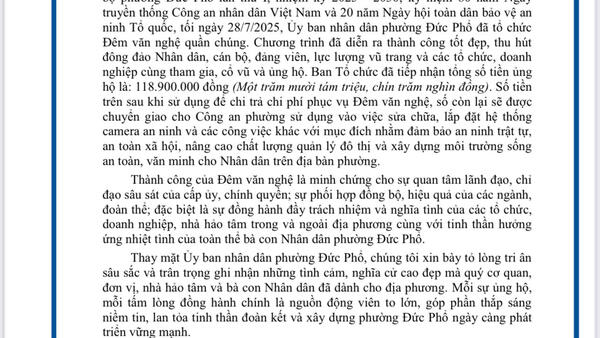 THƯ CẢM ƠN