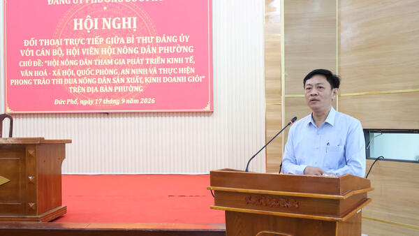 BÍ THƯ ĐẢNG ỦY PHƯỜNG ĐỨC PHỔ ĐỐI THOẠI VỚI CÁN BỘ, HỘI VIÊN CỦA HỘI NÔNG DÂN PHƯỜNG