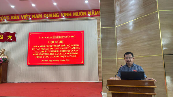 UBND PHƯỜNG ĐỨC PHỔ TỔ CHỨC HỌP TRIỂN KHAI CÔNG TÁC RÀ SOÁT HỘ NGHÈO, HỘ CẬN NGHÈO, HỘ THOÁT NGHÈO NĂM 2026.